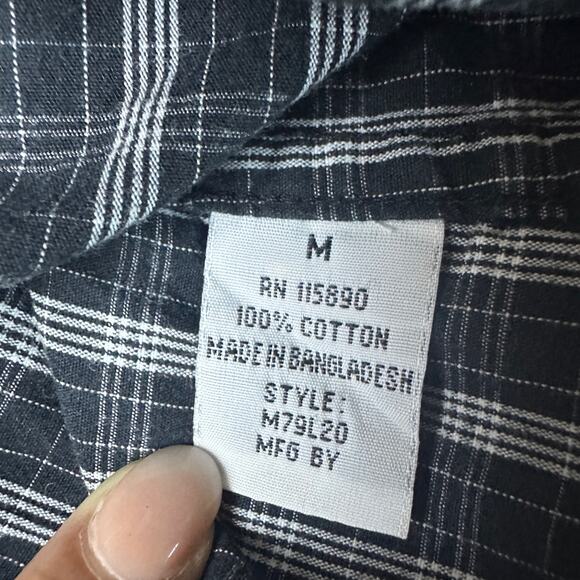 Paper Denim & Cloth Striped Long Sleeve Button Up Shirt Size Medium Black White - Picture 4 of 8